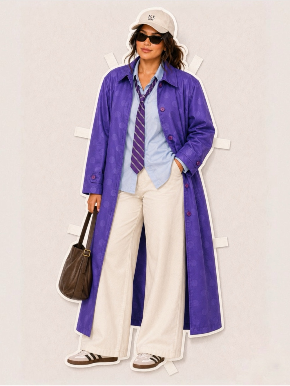 Vintage 1990s Totes Purple Polka Dot Trench coat